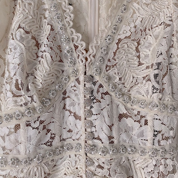 Self Portrait Cream Cord Lace midi dress - Picture 3 of 7